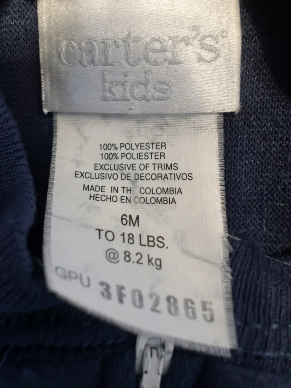 Like New Carter's Navy Blue Football Footie